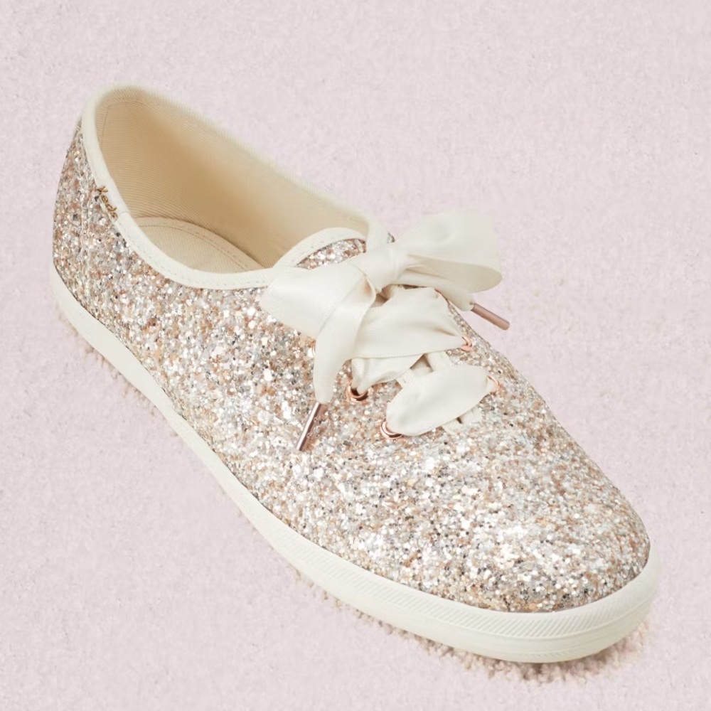 Keds x Kate Spade New York | Champion Glitter Sneakers in Rose Gold Size 7